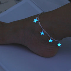 Glowing Blue Star Tassel Ankle Bracelet & Accessories