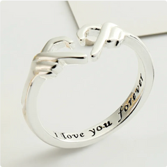 Romantic Silver Heart Hug Ring - Couple Jewelry