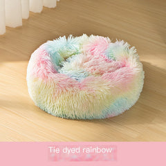 Round Plush Cat and Dog Bed for Winter Comfort