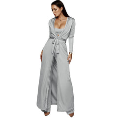 Stylish 3-Piece Knit Set with High Waist Pants
