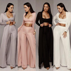 Stylish 3-Piece Knit Set with High Waist Pants