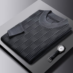 Thick Knit Pullover Sweater with Mahjong Pattern