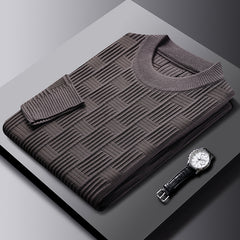 Thick Knit Pullover Sweater with Mahjong Pattern