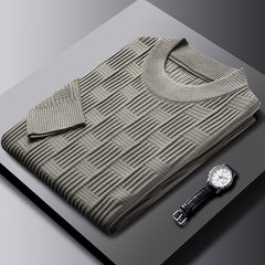Thick Knit Pullover Sweater with Mahjong Pattern