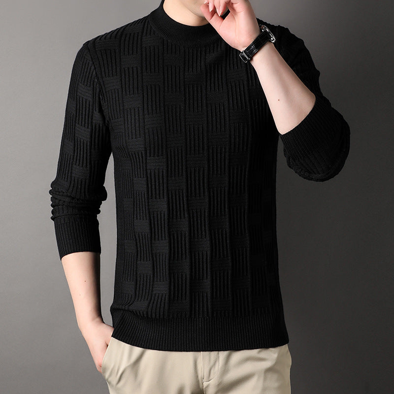 Thick Knit Pullover Sweater with Mahjong Pattern