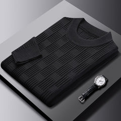 Thick Knit Pullover Sweater with Mahjong Pattern