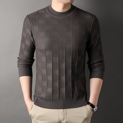 Thick Knit Pullover Sweater with Mahjong Pattern