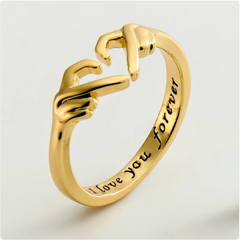 Romantic Silver Heart Hug Ring - Couple Jewelry
