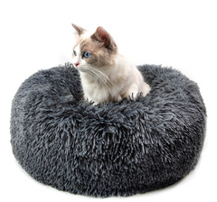 Round Plush Cat and Dog Bed for Winter Comfort