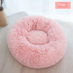 Round Plush Cat and Dog Bed for Winter Comfort